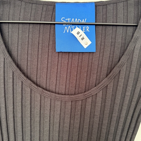 Simon Miller black ribbed fitted short sleeve top blouse top size small pre-owne - Picture 3 of 3